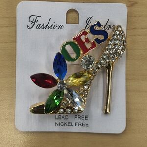 Colorful Rhinestone High Heel Brooch